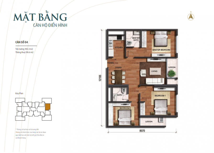 park-3-vinhome-times-city-mat-bang-can-105-3m2-895x643-1 Căn hộ Park3 chung cư Vinhomes Times City Park Hill – Diện tích 105.3m2