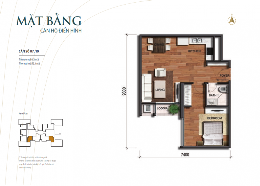 park-3-vinhome-times-city-mat-bang-can-56-3m2-895x643-1 Căn hộ Park3 chung cư Vinhomes Times City Park Hill – Diện tích 56.3m2