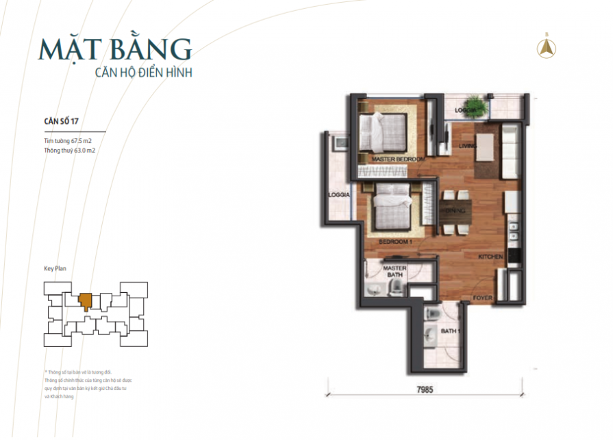 park-3-vinhome-times-city-mat-bang-can-67-5m2-895x643-1 Căn hộ Park3 chung cư Vinhomes Times City Park Hill – Diện tích 67.5m2