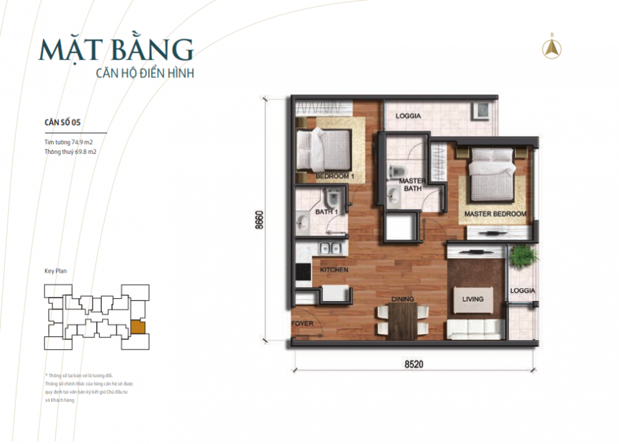 park-3-vinhome-times-city-mat-bang-can-74-9m2-895x643-1 Căn hộ Park3 chung cư Vinhomes Times City Park Hill – Diện tích 74.9m2