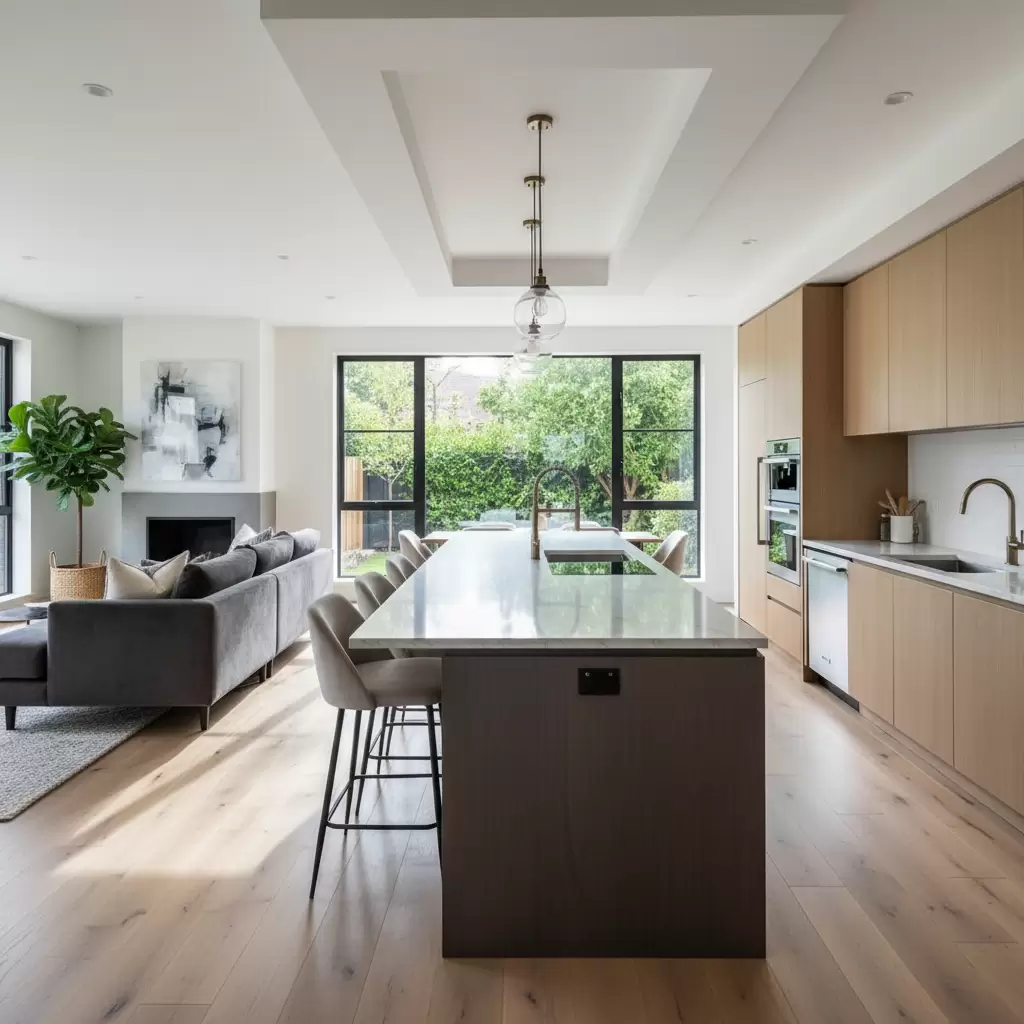 gemini_image_1768379002 Sử dụng bàn đảo bếp để phân chia không gian một cách tinh tế và hiện đại