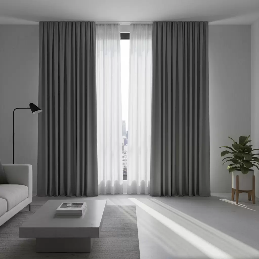 Phong cách hiện đại ưu tiên các mẫu rèm đơn sắc với thiết kế gọn gàng và tinh tế