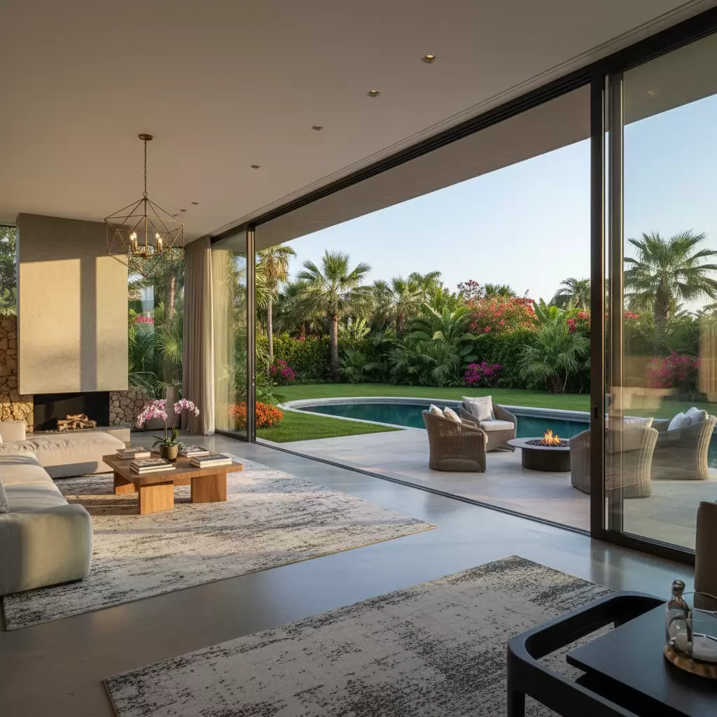 Sự kết nối liền mạch giữa không gian nội thất và sân vườn bên ngoài