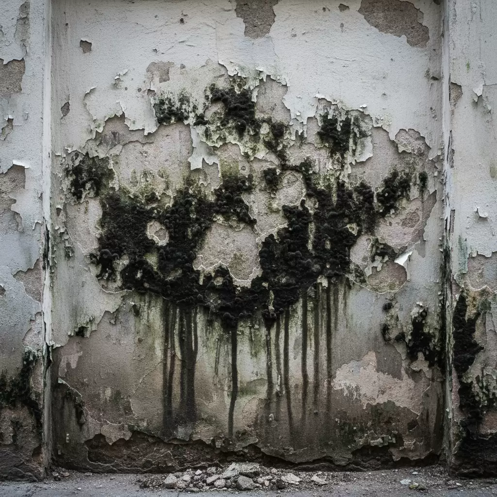 gemini_image_1768384618 Tình trạng tường nhà phố bị ẩm mốc gây mất thẩm mỹ và ảnh hưởng đến sức khỏe