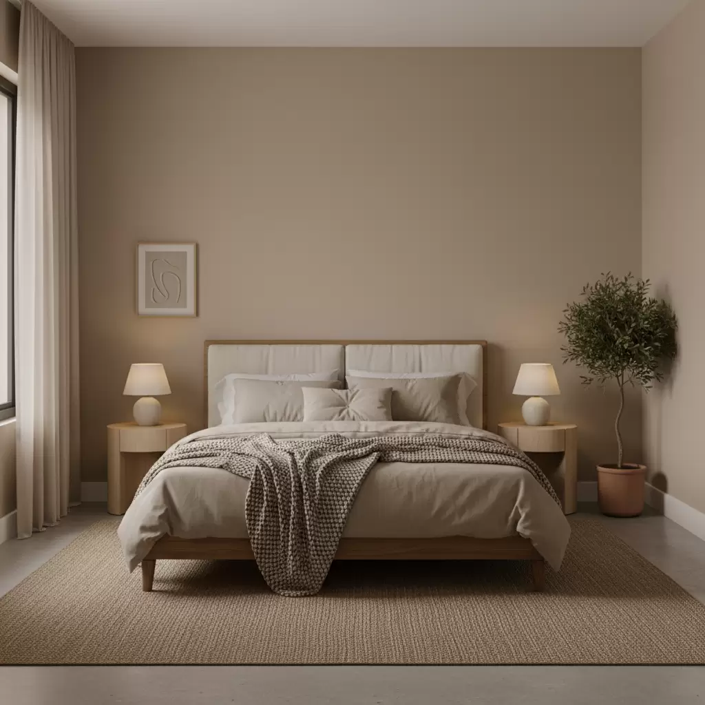 gemini_image_1768384797 Gam màu trung tính tạo sự liền mạch và cảm giác rộng rãi cho phòng ngủ