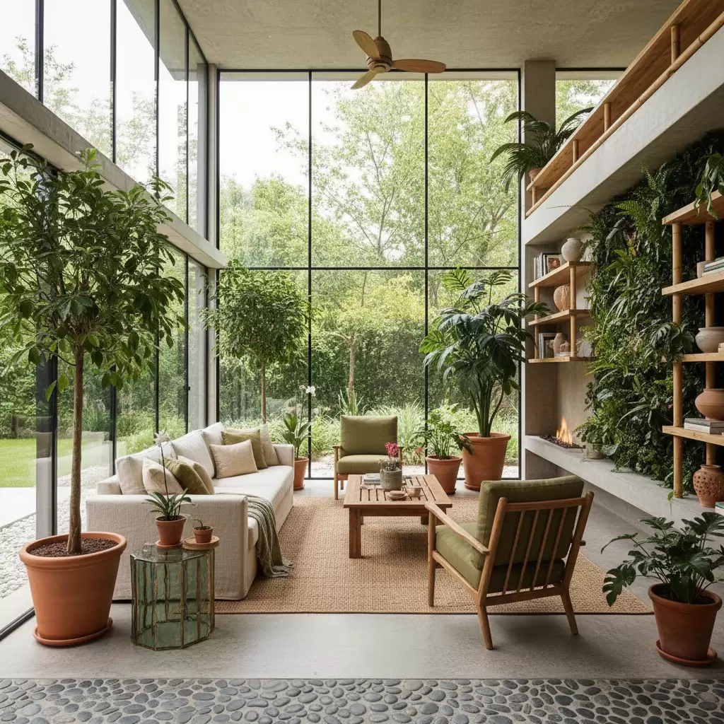 Không gian sống xanh là trọng tâm của xu hướng thiết kế nội thất bền vững 2026