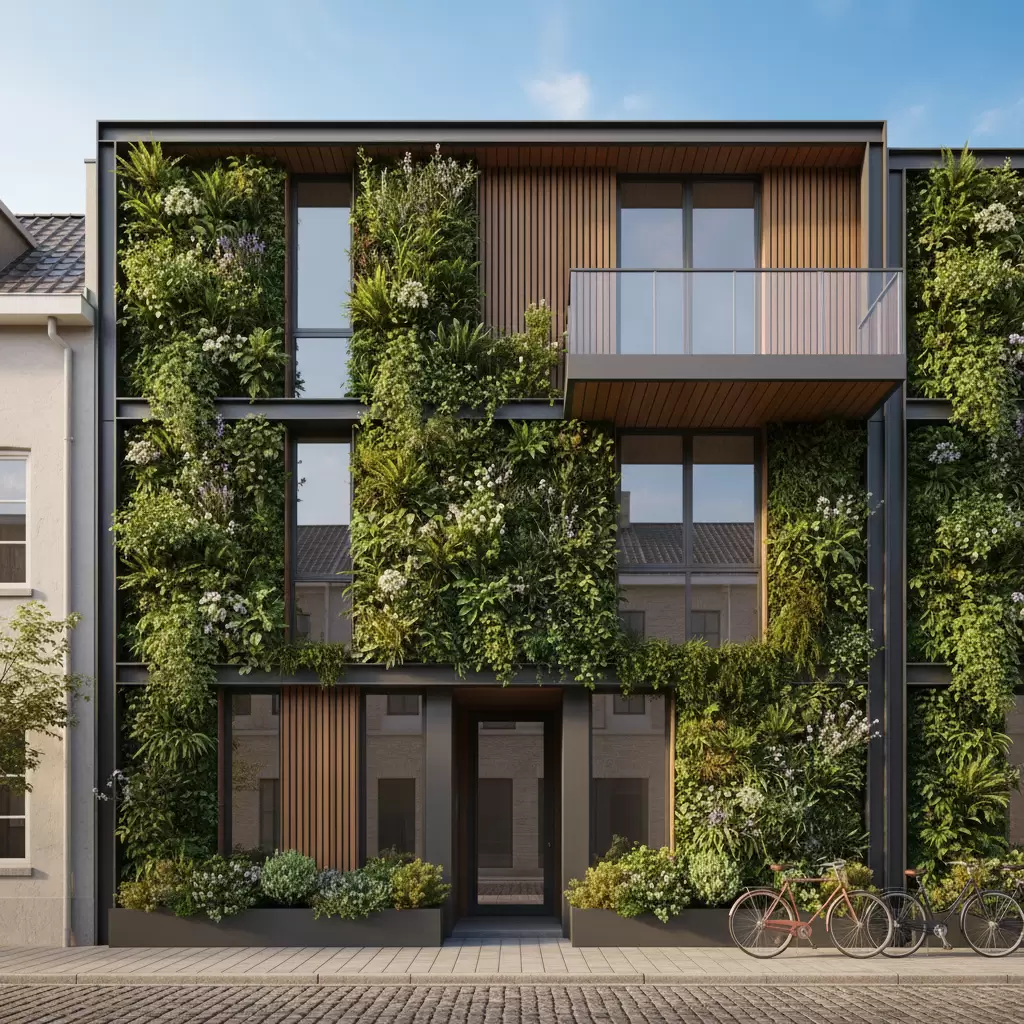 Mẫu thiết kế nhà phố xanh hiện đại kết hợp cây cảnh mặt tiền ấn tượng