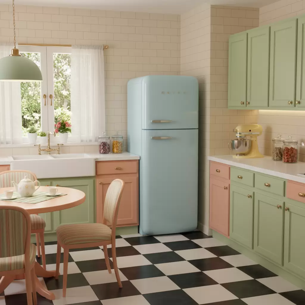 Không gian bếp Retro mang lại cảm giác ấm cúng và đầy cảm hứng sáng tạo