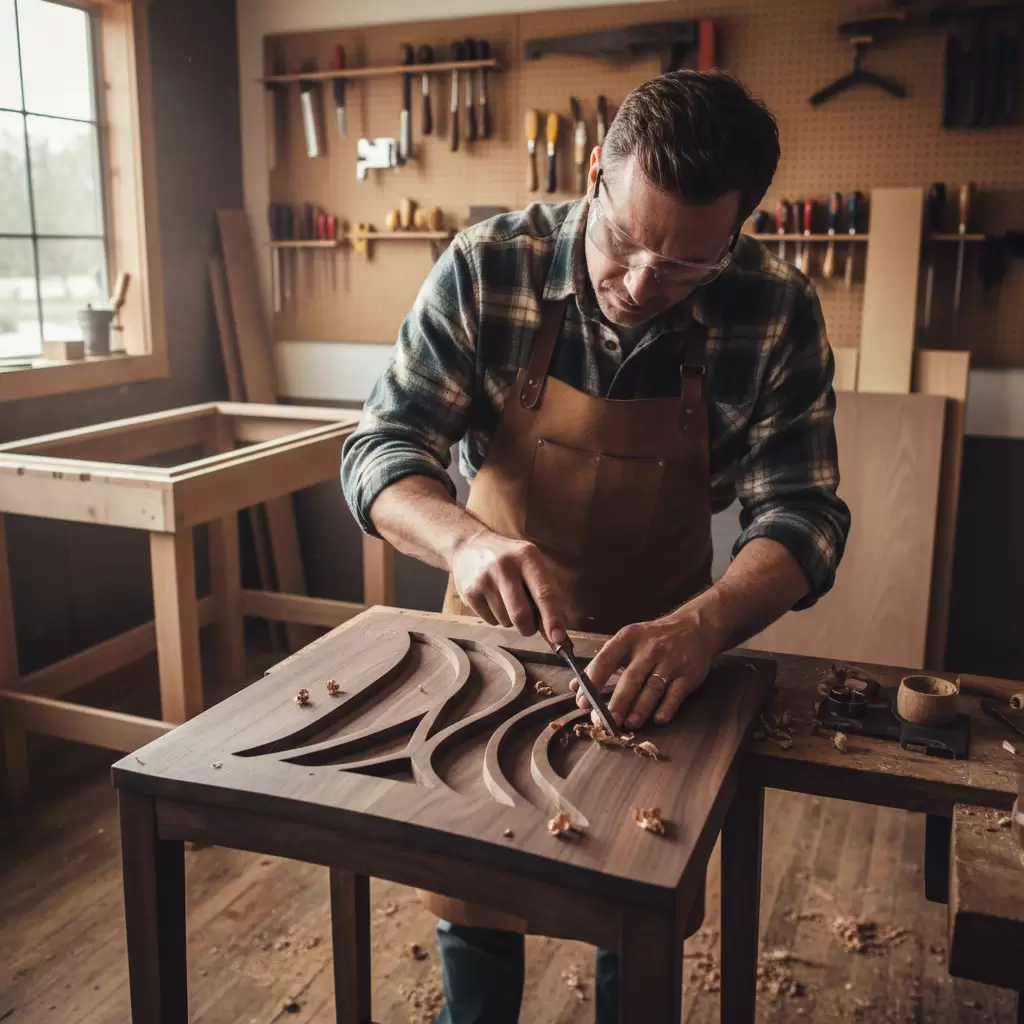 gemini_image_1768391417 Sự tỉ mỉ trong từng đường nét chế tác thủ công tạo nên giá trị độc bản cho nội thất