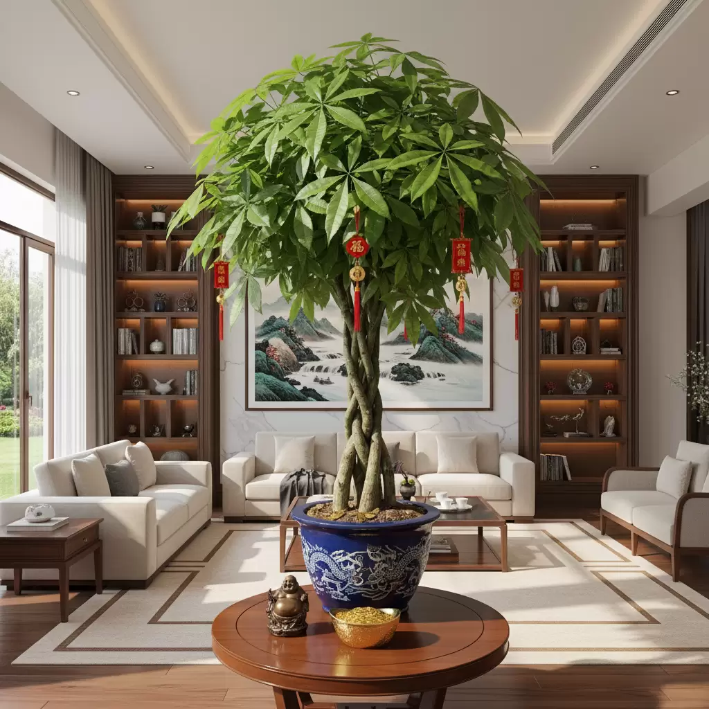 Bố trí cây xanh hợp mệnh giúp không gian phòng khách thêm sinh động và chuẩn phong thủy