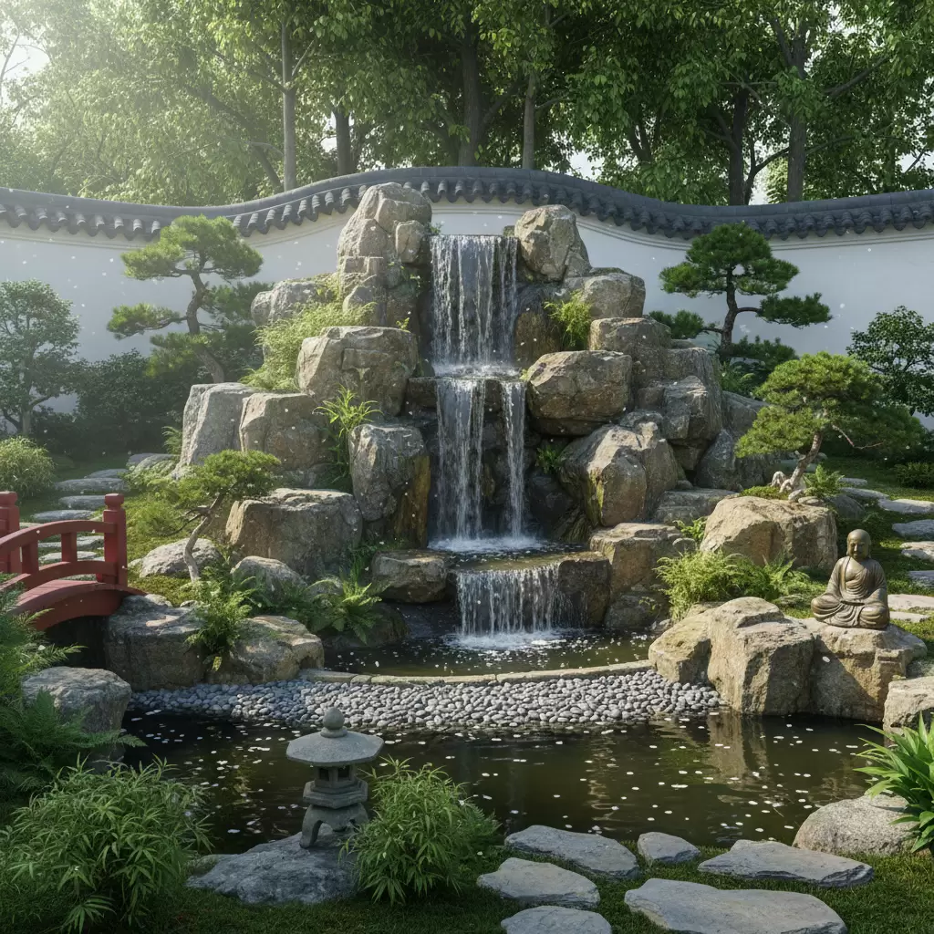 Thác nước đá tự nhiên giúp điều hòa không khí và thu hút vượng khí vào nhà