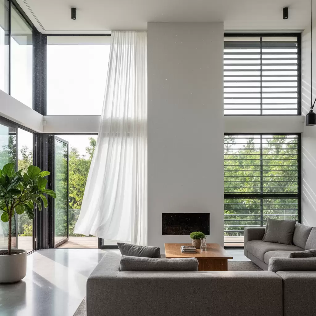 Không gian sống hiện đại tận dụng tối đa ánh sáng và gió tự nhiên để tạo sự thông thoáng