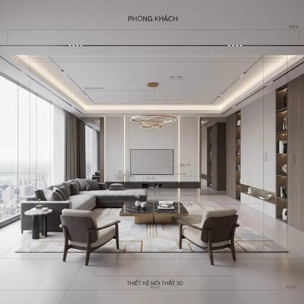 Bản vẽ 3D giúp gia chủ hình dung không gian sống thực tế một cách sinh động