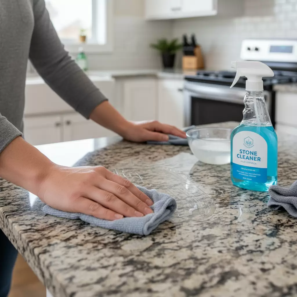 Vệ sinh mặt đá bếp đúng cách giúp duy trì độ bền và vẻ đẹp lâu dài
