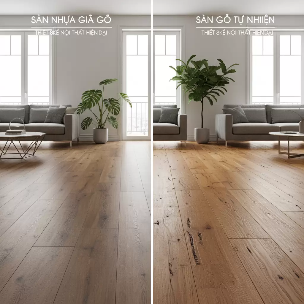 Sự khác biệt về thẩm mỹ giữa sàn nhựa giả gỗ và sàn gỗ tự nhiên