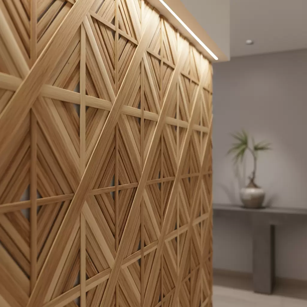 Họa tiết đan tre thủ công tinh xảo tạo nên giá trị thẩm mỹ độc bản cho không gian