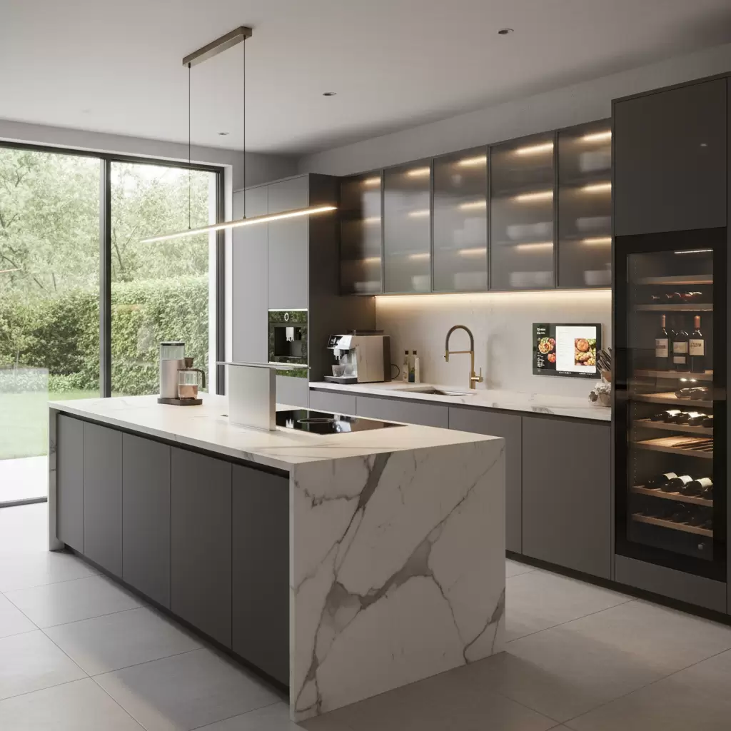 Không gian bếp hiện đại được tối ưu hóa công năng nhờ phụ kiện thông minh