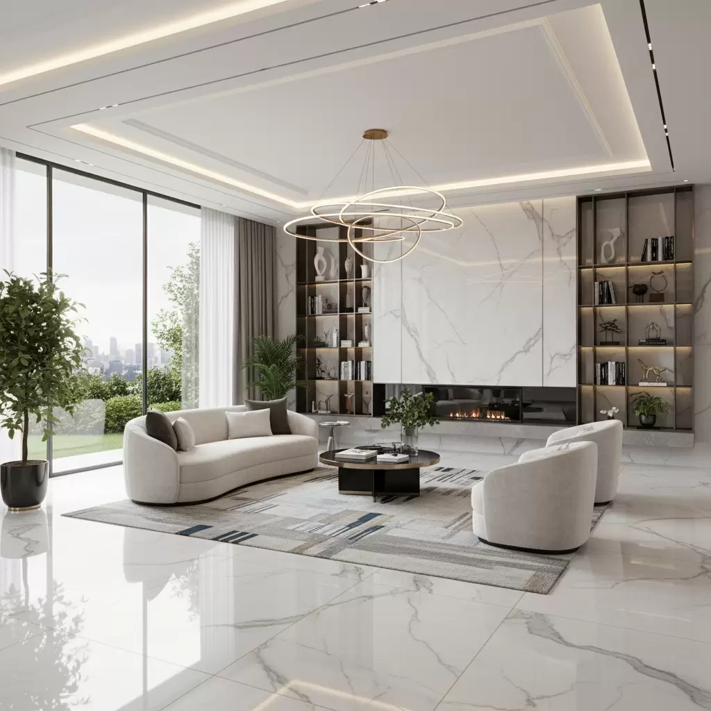 Gạch khổ lớn mang lại vẻ đẹp sang trọng và phóng khoáng cho không gian sống