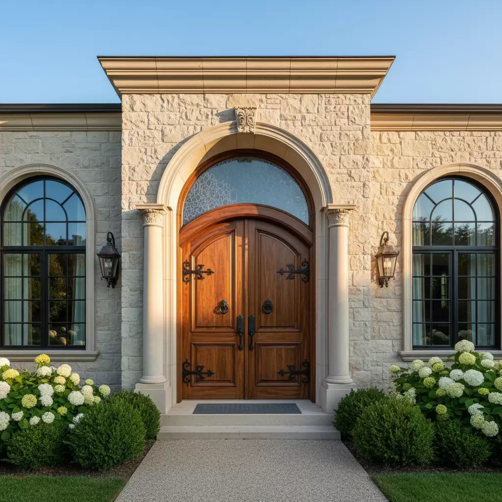 Cửa gỗ tự nhiên khẳng định đẳng cấp và sự bề thế cho mặt tiền