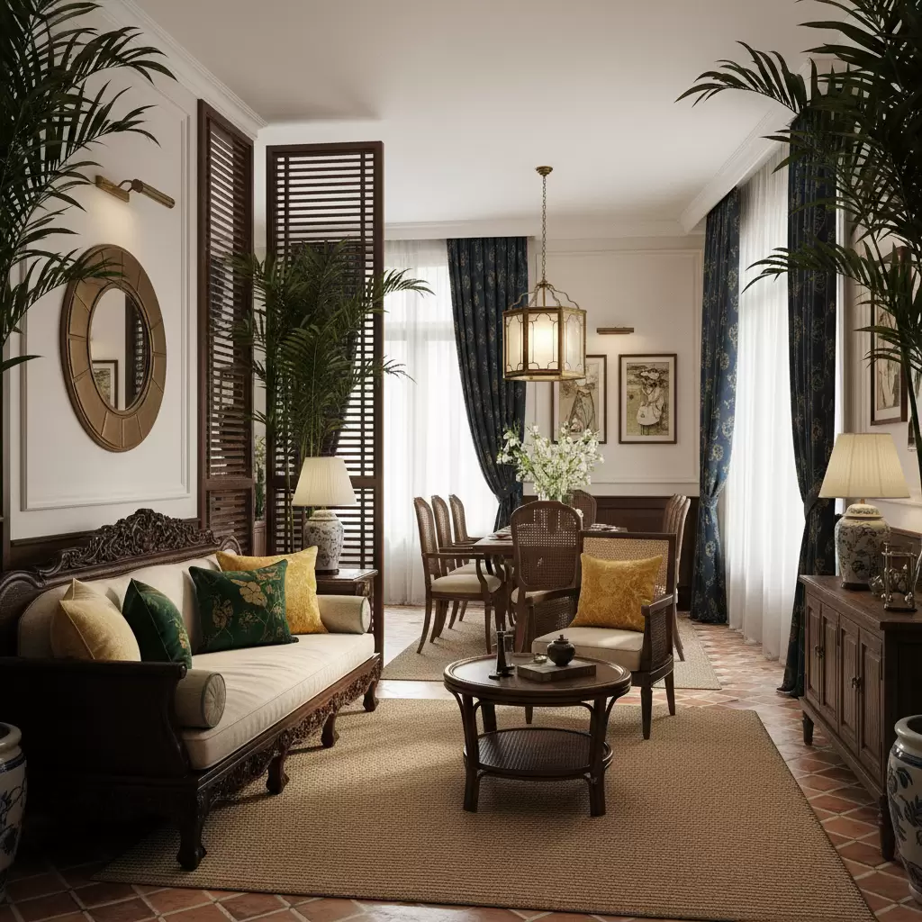 Phong cách Indochine mang lại vẻ đẹp hoài cổ và sang trọng cho căn hộ