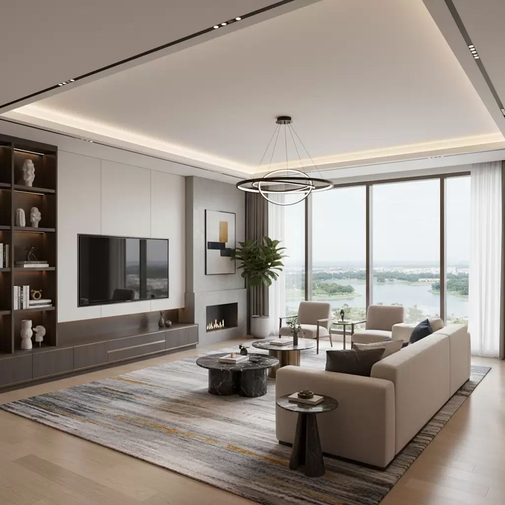 Không gian phòng khách hiện đại và đẳng cấp tại Vinhomes Ocean Park